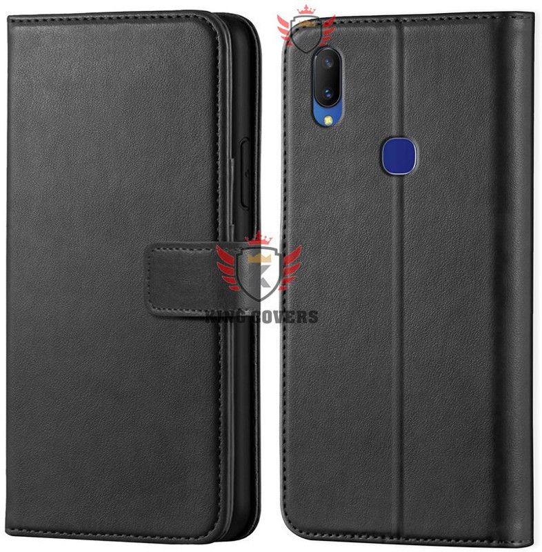 KING COVERS Wallet Case Cover for Vivo -Y91 | Inside TPU with Card Pockets | Wallet Stand | Magnetic Closure  (Black, Hard Case, Pack of: 1)