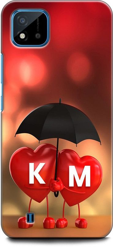 KEYCENT Back Cover for Realme C11 2021, RMX3231 K M, K LOVES M, NAME, LETTER, ALPHABET, KM LOVE, HART, BLUE  (Multicolor, Pack of: 1)