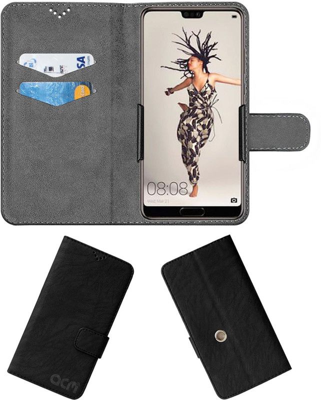 ACM Flip Cover for Huawei P20  (Black, Cases with Holder, Pack of: 1)