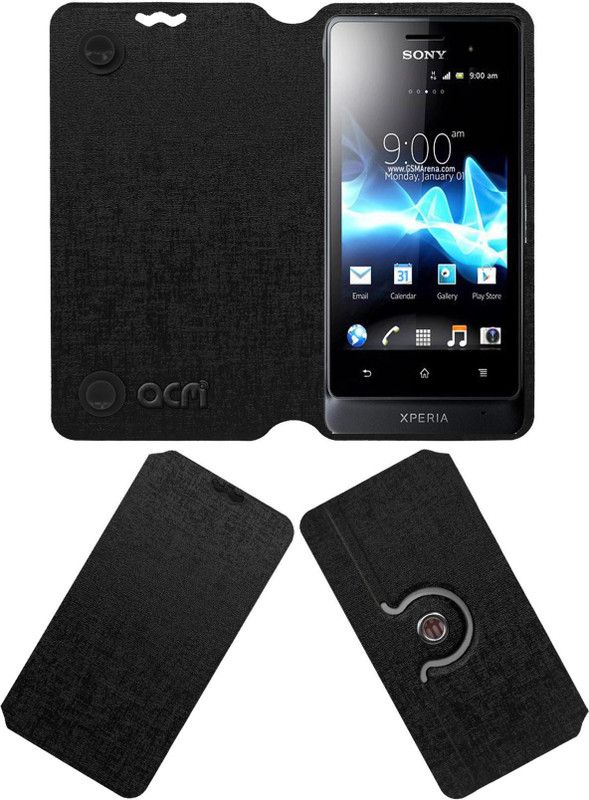 ACM Flip Cover for Sony Ericsson Xperia Go St27i  (Black, Cases with Holder, Pack of: 1)