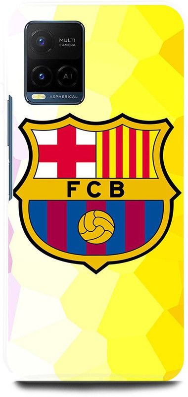 FIKORA Back Cover for Vivo Y21T, V2135, BARCELONA, SYMBOL, EMBLEM, FOOTBALL, FCB  (Gold, Hard Case, Pack of: 1)