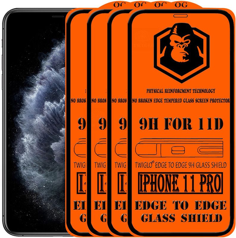 TWIGLO Edge To Edge Tempered Glass for apple IPHONE 11 PRO  (Pack of 4)