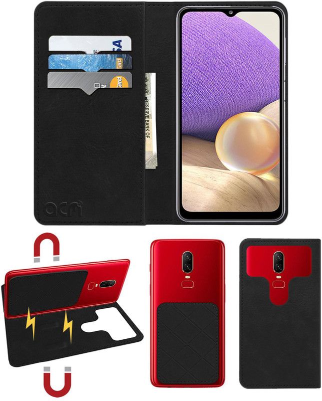 ACM Flip Cover for Samsung Galaxy A32  (Black, Cases with Holder, Pack of: 1)