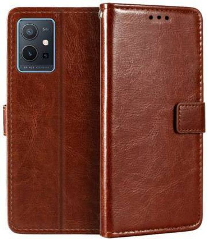 Chaseit Flip Cover for Vivo T1 5G  (Brown, Shock Proof, Pack of: 1)