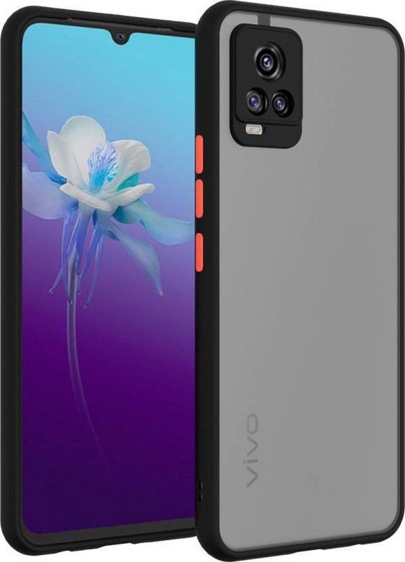 FIVE-O Back Cover for Vivo V20  (Black, Camera Bump Protector, Pack of: 1)