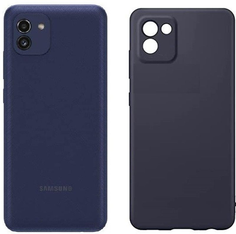 VIGHNAD Back Cover for Samsung A03  (Black, Matte Finish, Silicon, Pack of: 1)