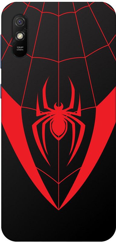 Designer Cover Back Cover for Redmi 9A Back Cover  (Black, Red, Grip Case, Silicon, Pack of: 1)