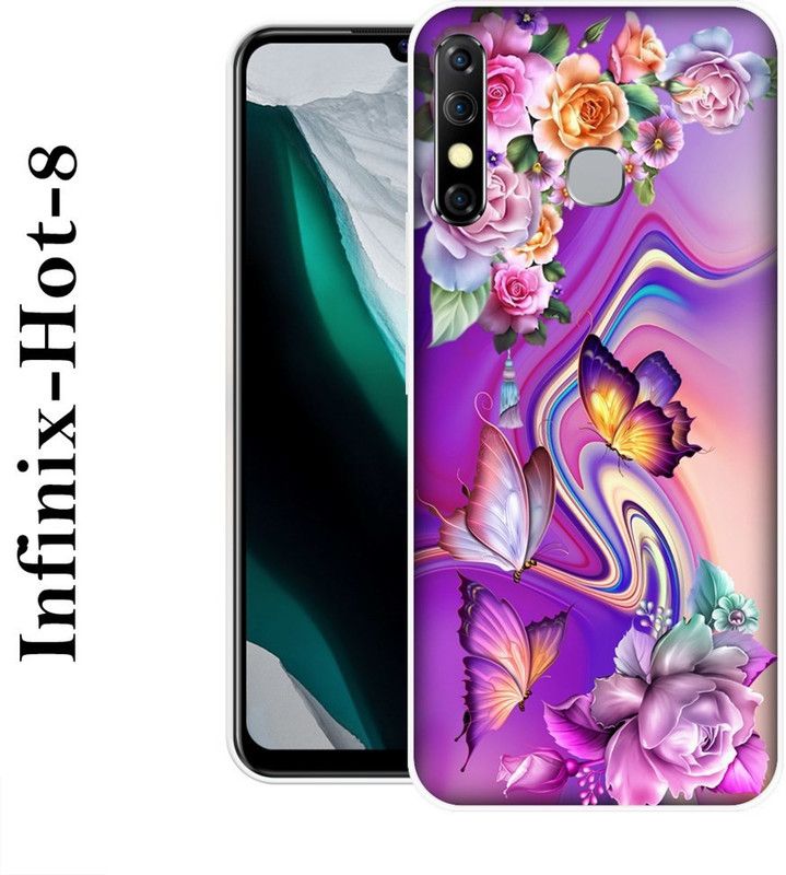 REALKING Back Cover for Infinix Hot 8  (Purple, Yellow, Silicon)