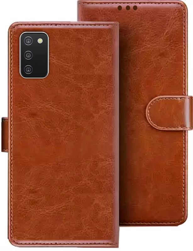 HANIRY Flip Cover for Samsung A03S flip cover | SM-A037F flip cover | Brown  (Brown, Magnetic Case)