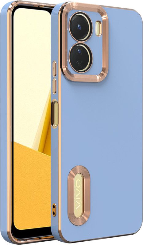 KartV Back Cover for Vivo Y16  (Blue, Gold, Camera Bump Protector, Silicon, Pack of: 1)