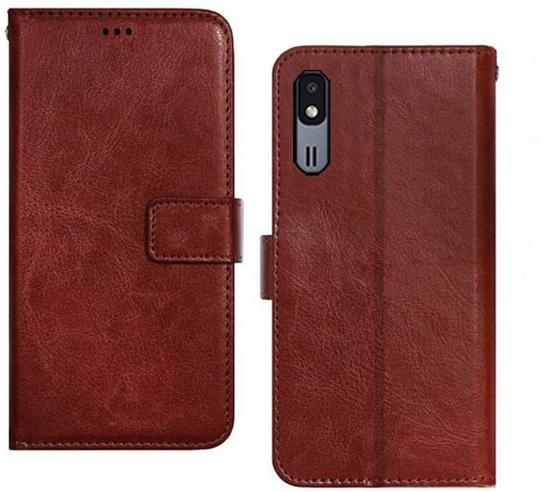 Accurazo Flip Cover for Samsung Galaxy A2 Core  (Brown, Dual Protection, Pack of: 1)