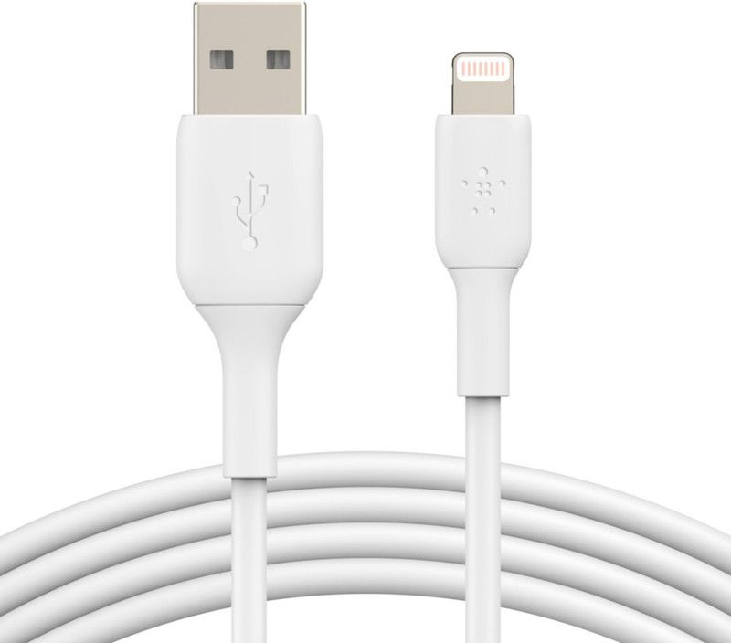 Belkin Apple Certified Lightning to USB Charge and Sync Cable for iPhone, iPad, Air Pods, 3.3 feet (1 meters) � White  (Compatible with iPhone, iPad, Air Pods, White, One Cable)