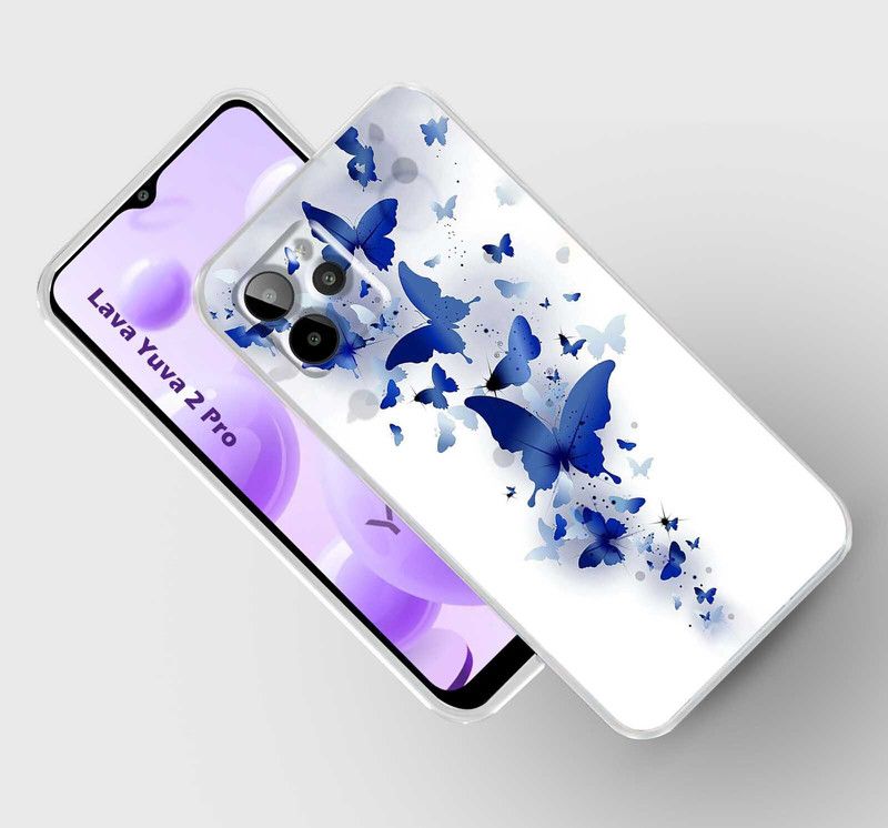 Retroart Back Cover for LAVA YUVA 2 PRO  (Blue, White, Silicon, Pack of: 1)