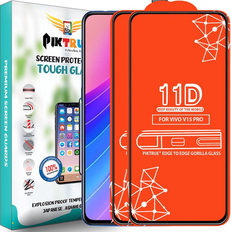 PikTrue Edge To Edge Tempered Glass for Vivo V15 Pro  (Pack of 2)