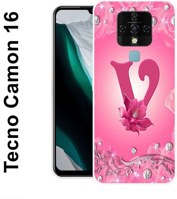 KLC Back Cover for Tecno Camon 16  (Pink, Silver, Silicon)
