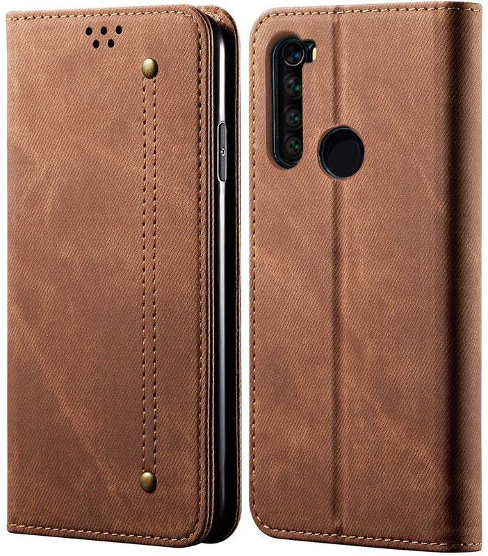 VeeGee Wallet Case Cover for Redmi Note 8  (Brown, Magnetic Case)