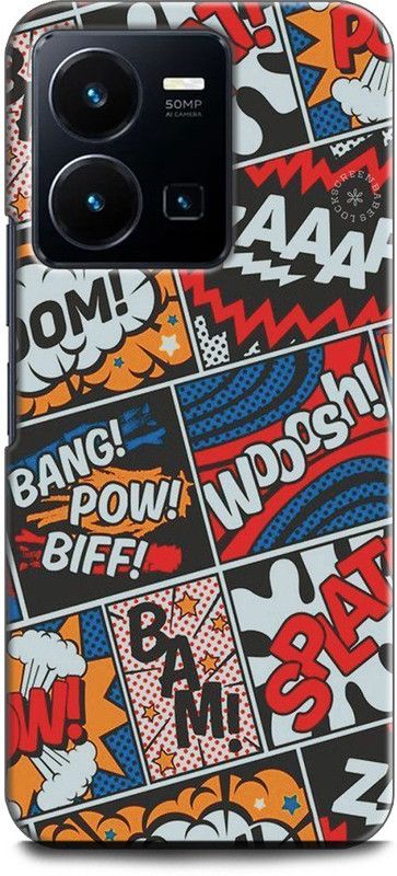 WallCraft Back Cover for Vivo Y35, V2205 BOOM, LOGOS, COLORFULL, CARTOON, ART  (Multicolor, Dual Protection, Pack of: 1)