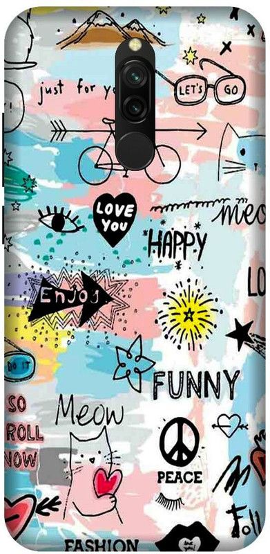 PRINTEDGE Back Cover for Mi Redmi 8  (Multicolor, Pack of: 1)