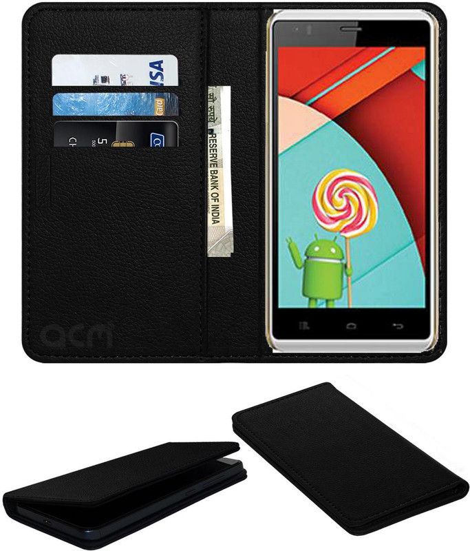 ACM Flip Cover for Celkon Millennia Q58 Xplore  (Black, Cases with Holder, Pack of: 1)