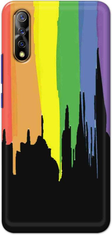 NDCOM Back Cover for Vivo S1 Rainbow Colors On Black Printed  (Multicolor, Hard Case, Pack of: 1)