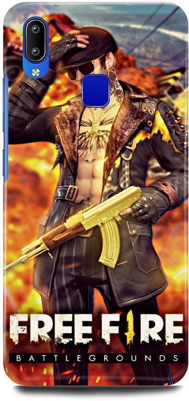 JUGGA Back Cover for Vivo Y91, 1811, FREE, FIRE, GAME, GUN, SOLDIER  (Orange, Hard Case, Pack of: 1)