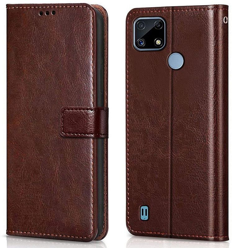 ANAND BR Flip Cover for Realme C21  (Brown, Cases with Holder)