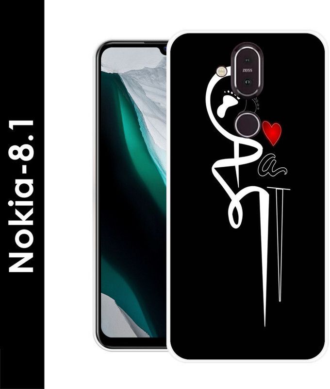 Golden Mask Back Cover for Nokia 8.1  (Black, White, Silicon, Pack of: 1)