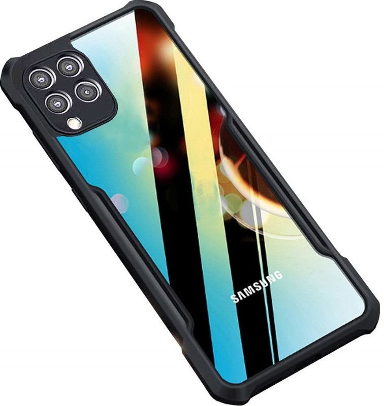 ISH COVER Front & Back Case for Samsung A12  (Transparent, Black, Shock Proof, Pack of: 1)