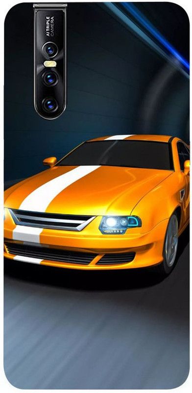Skyhawk Back Cover for Golden Mask Hard Vivo V15 Pro Yellow Car  (Multicolor, Waterproof, Pack of: 1)