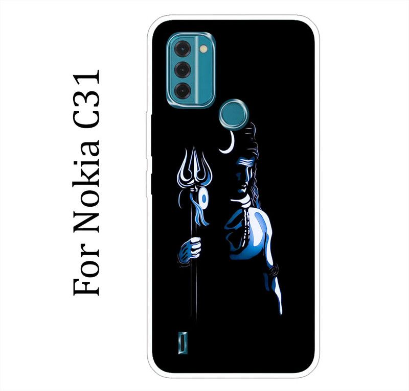 BeauCase Back Cover for Nokia C31  (Black, Blue, Grip Case, Silicon, Pack of: 1)