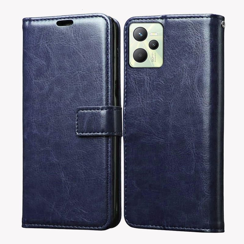 AutoPack Flip Cover for Realme C35  (Blue, Grip Case, Pack of: 1)