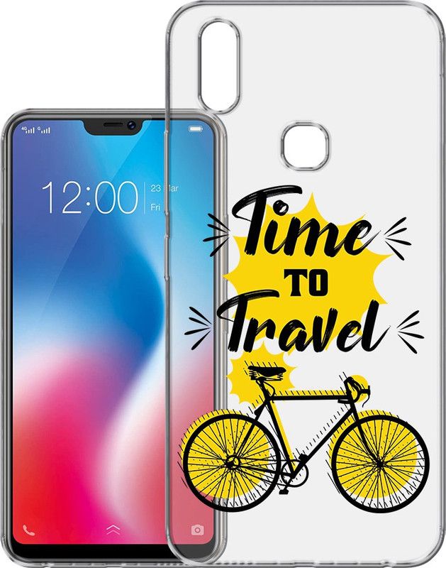 HANIRY Back Cover for Vivo V9 Pro / 1851 back cover / TIME TO TRAVEL TEXT / Designer / PNG_85  (Multicolor, Flexible, Silicon, Pack of: 1)