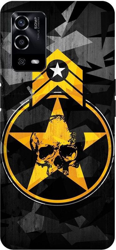 UMPRINT Back Cover for Oppo A55/CPH2325, Army Star Skull Printed Back Cover  (Multicolor, Hard Case, Pack of: 1)