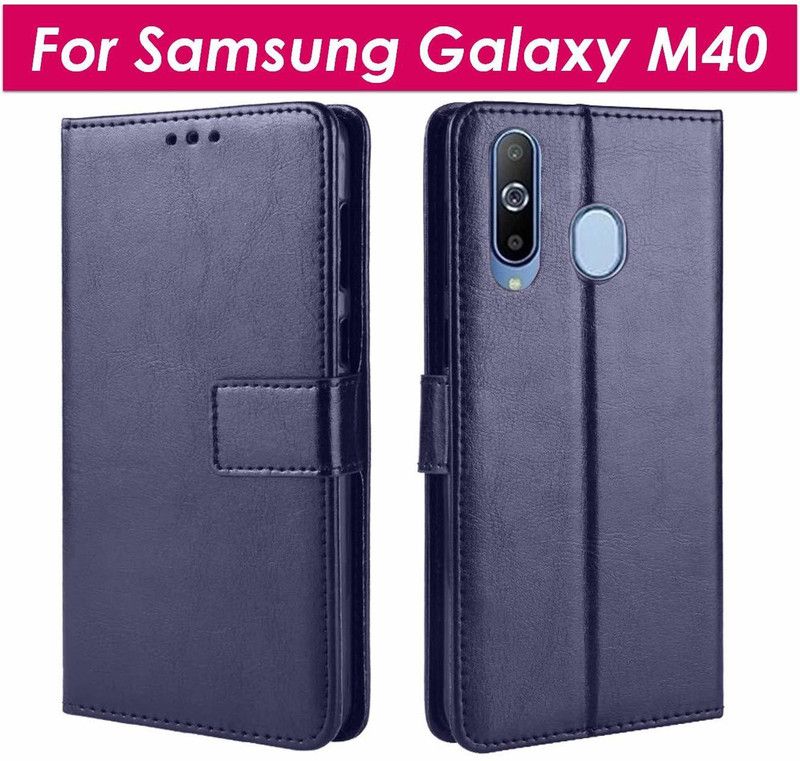 mhub Flip Cover for Samsung Galaxy M40  (Blue, Dual Protection)