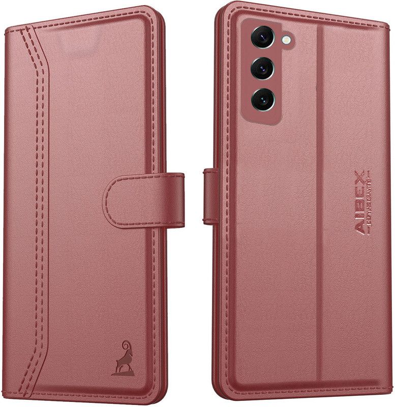 AIBEX Flip Cover for Samsung Galaxy S22 5G |Vegan|PU Leather|Foldable Stand & Pocket|Magnetic Closure  (Brown, Dual Protection, Pack of: 1)