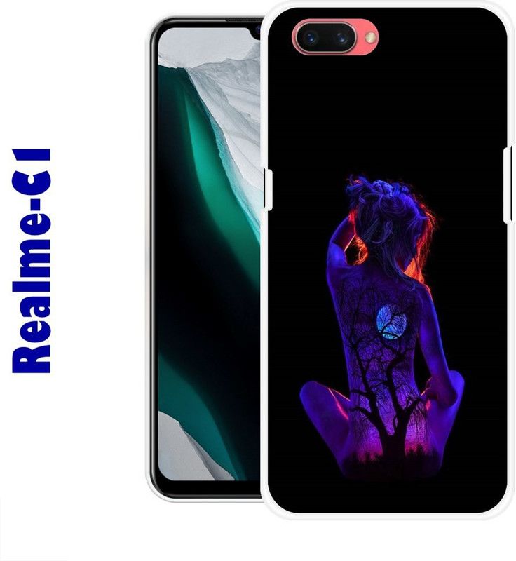 CellWorld Back Cover for Realme C1  (Black, Purple, Silicon)