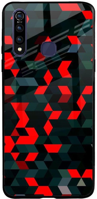 QRIOH Glass Back Cover for Vivo Z1 Pro  (Red, Green, Grip Case, Silicon, Pack of: 1)