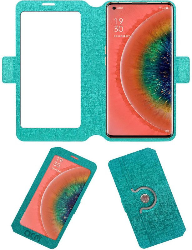 ACM Flip Cover for Oppo Find X2 Pro  (Green, Cases with Holder)