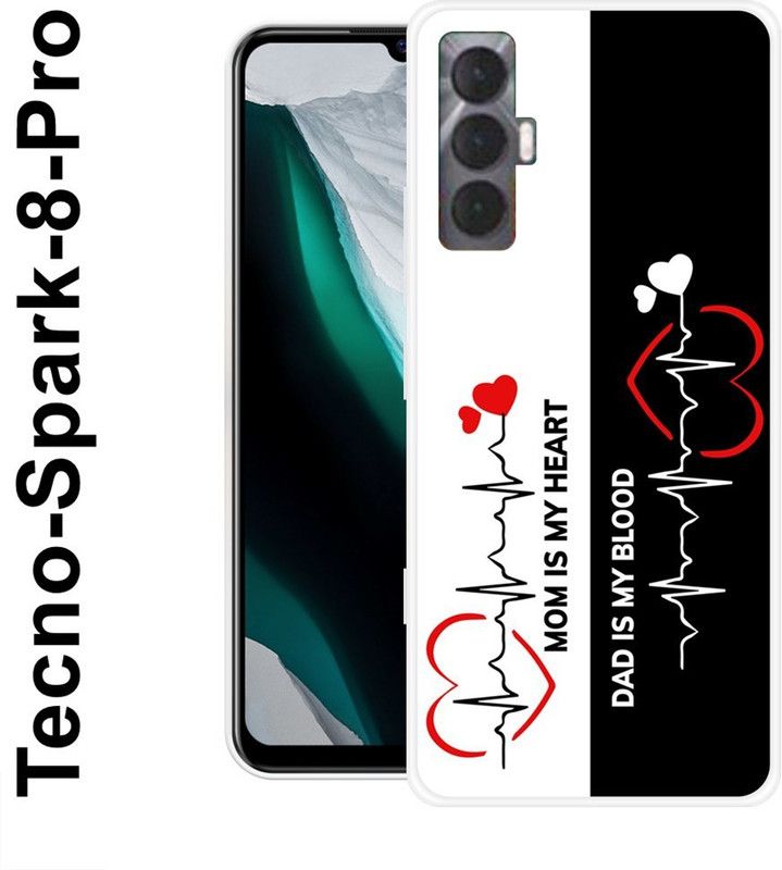 KLC Back Cover for Tecno Spark 8 Pro  (Black, White, Silicon)