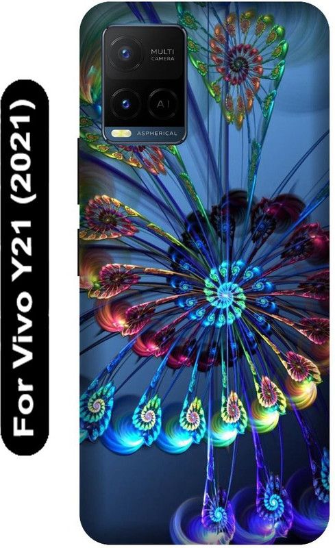 SSMORYA Back Cover for Vivo Y21 2021, Vivo V2111, Peacock Texture Printed  (Multicolor, Hard Case, Pack of: 1)