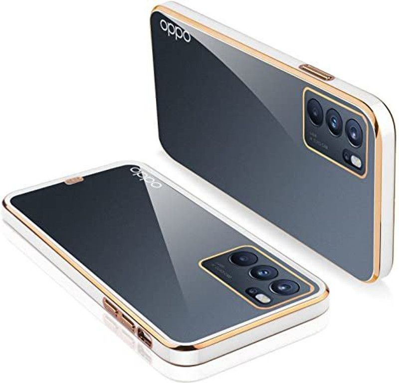 Yebhi Online Back Cover for Oppo Reno 6 Pro 5G |Electroplated Silicon Golden Plating Crystal Clear Case |  (White, Grip Case, Pack of: 1)