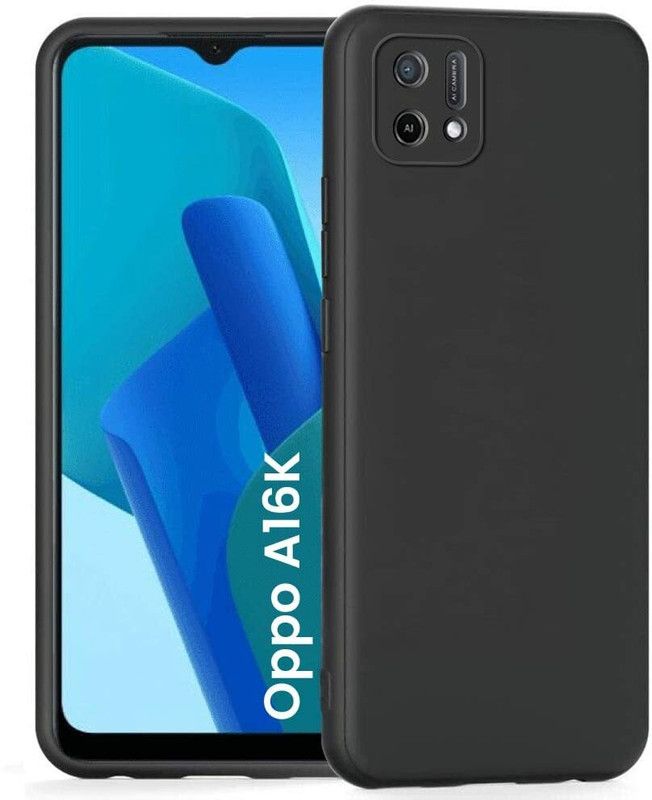 ALLNEEDS Back Cover for Oppo A16k | Camera Protection | Silicon Cloth | Shockproof Slim Back Case  (Black)