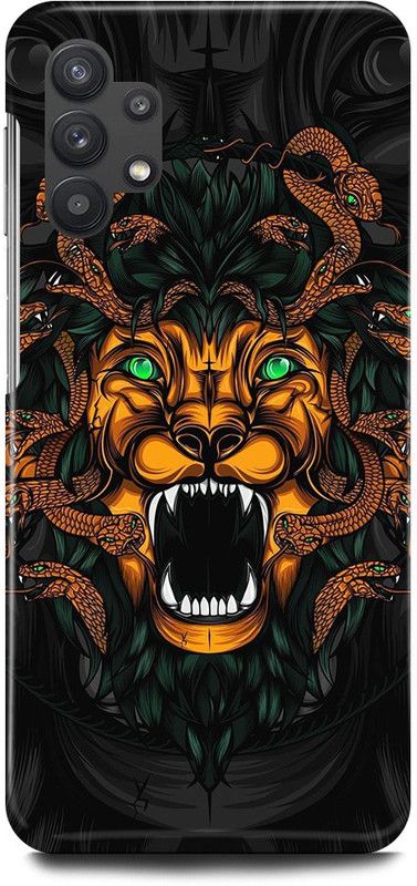 FRONK Back Cover for SAMSUNG M32 5G, LION, MEDUSA, ANGRY, LION  (Yellow, Hard Case, Pack of: 1)