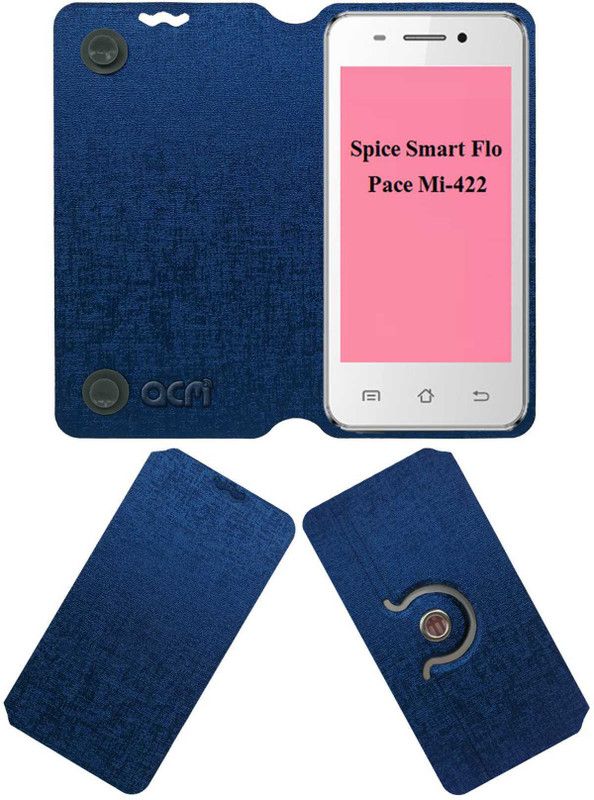 ACM Flip Cover for Spice Smart Flo Pace Mi-422  (Blue, Cases with Holder, Pack of: 1)