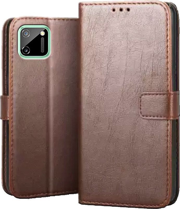MV Flip Cover for Oppo Realme C11  (Brown, Cases with Holder, Pack of: 1)