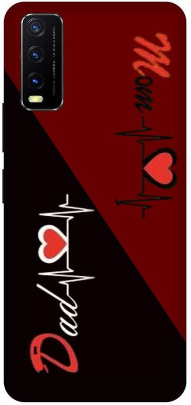 DIKRO Back Cover for vivo Y12G, V2068, MOM, DAD, MOTHER, FATHER, LOVE  (Red, Hard Case, Pack of: 1)