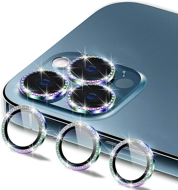 ELEF Back Camera Lens Ring Guard Protector for iPhone 12 Pro Max Camera Lens Protector Metal Alloy Full Fit Diamond Stone Ring  (Pack of: 1)
