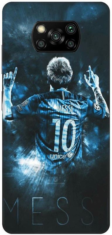 UMPRINT Back Cover for Poco X3/MZB9965IN Messi, Lione Messi 10 Printed Back Cover  (Multicolor, Hard Case, Pack of: 1)