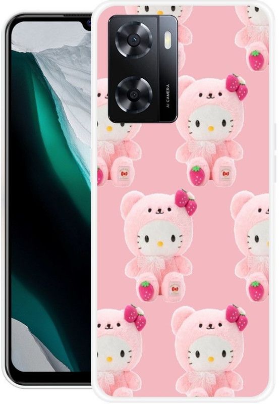 REALKING Back Cover for Oppo A57 2022  (Pink, White, Grip Case, Silicon)