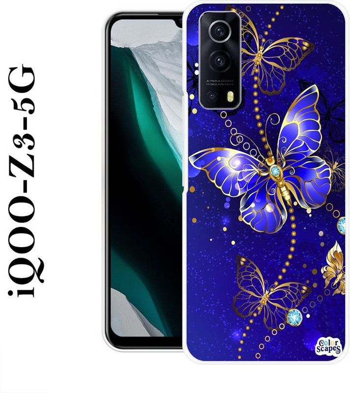 Sswastik Back Cover for IQOO Z3 5G  (Blue, Gold, Grip Case, Silicon)